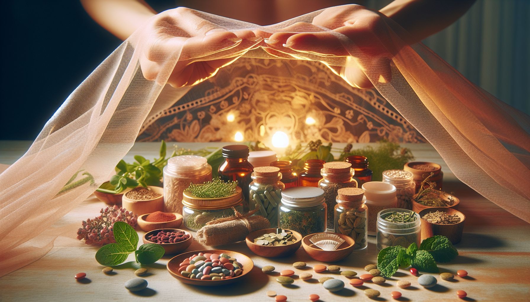 Image of Pills and Natural Herbs as Sexual Performance Boosters
